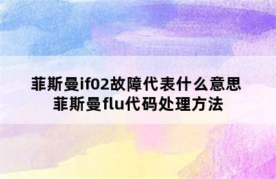 菲斯曼if02故障代表什么意思 菲斯曼flu代码处理方法